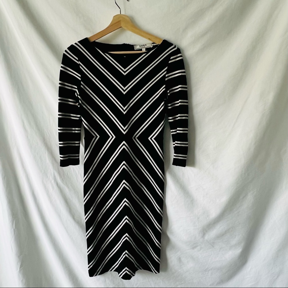 Sade New York Stitchfix Black Bodycon Geometric Print Dress